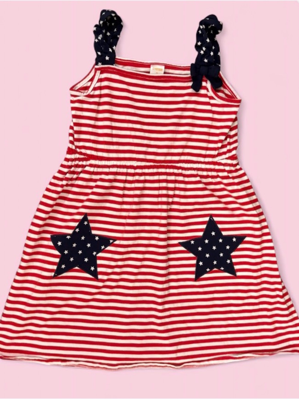 Gymboree Red & White Striped 4th of July Bow Strap Knit Dress Girls Size 10